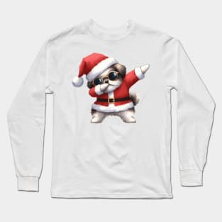 Christmas Shih Tzu Dog Dabbing Dance Long Sleeve T-Shirt